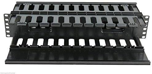 2U Horizontal Double Sided Finger Duct Cable Manager 19 Inch Rack Mount