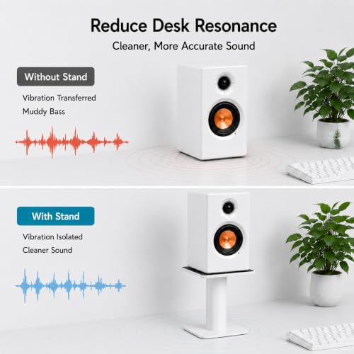 Desktop Speaker Stands Pair for 5-8 Inch Studio Monitors & Bookshelf Spea...