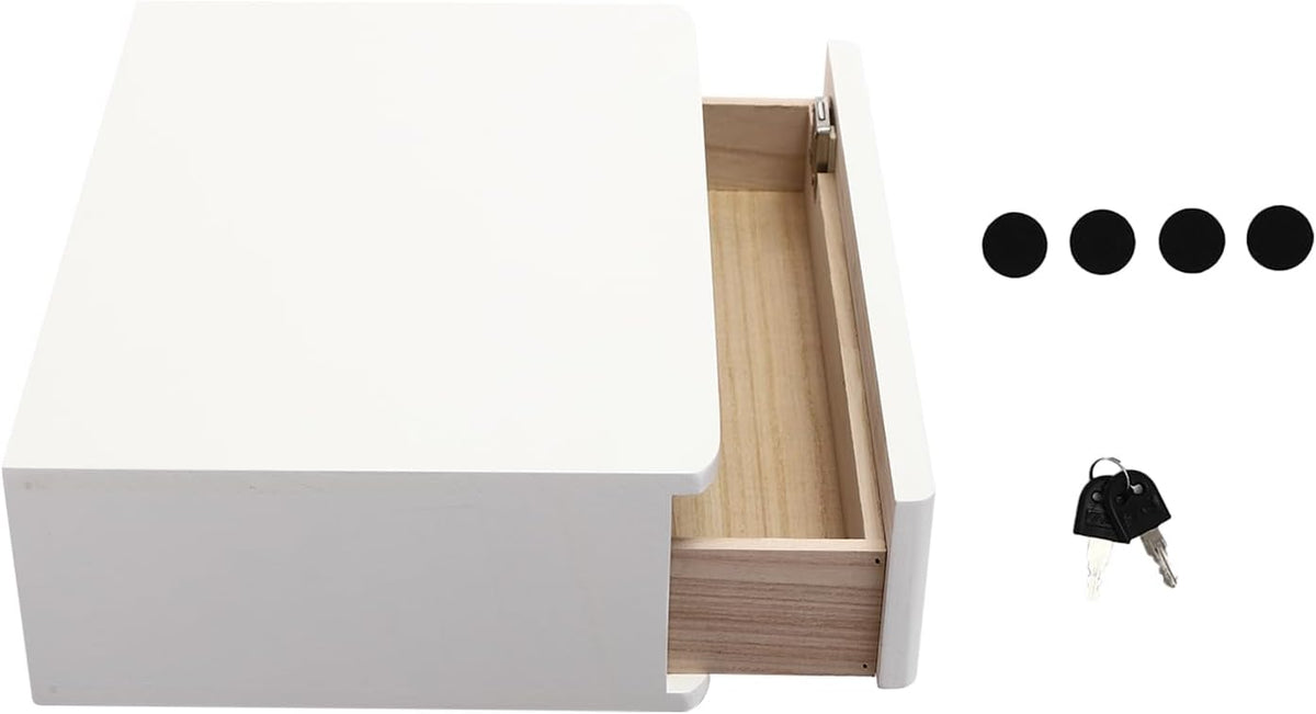 Wood Desk Organizer with Drawers, Lockable Desktop Countertop Storage Cabinet...
