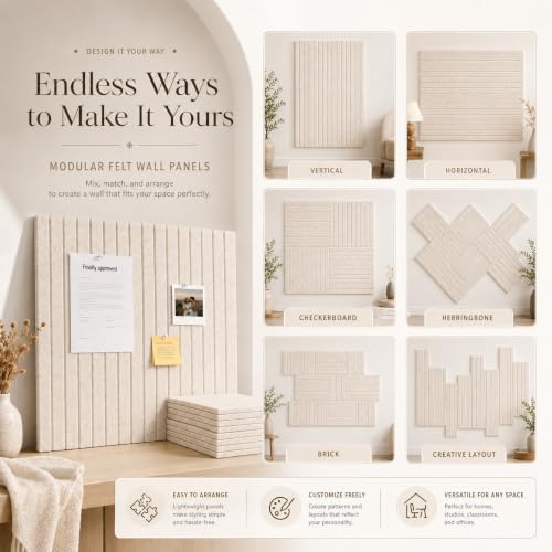 Extra Large Felt Bulletin Board Squares,48"x48",16 Pack Oatmeal