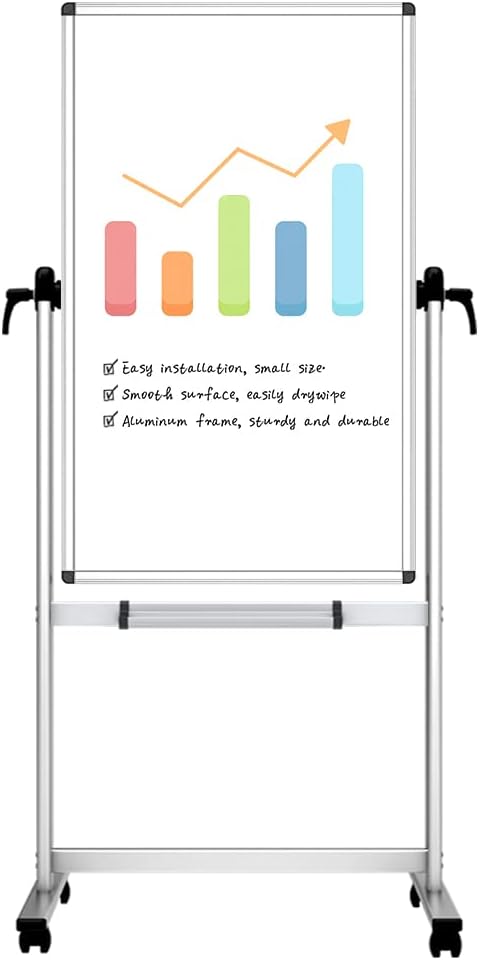 VIZ-PRO Double-Sided Magnetic Mobile Whiteboard, 48" x 24"