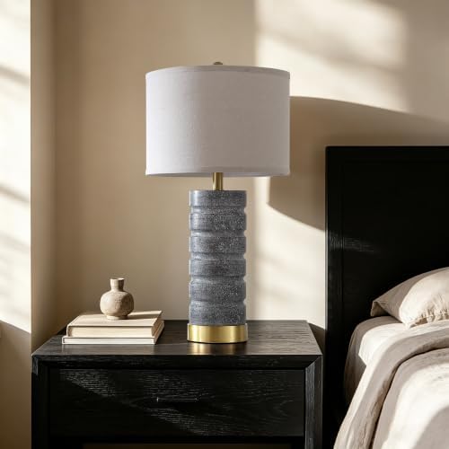 AIEAMPDO 26" Travertine Resin Table Lamps for Bedroom Set of 2, Gray