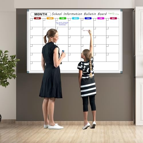Big Magnetic Calendar Whiteboard for Wall, 60 X 40 Inch
