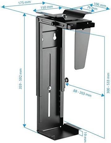 HumanCentric Adjustable Under Desk Computer Mount & Wall Mount, CPU Holder