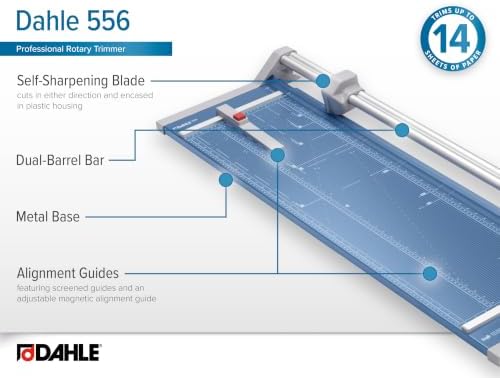 Dahle 556 Professional Rotary Trimmer, 37" Cut Length, 14 Sheet Capacity...