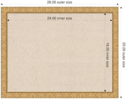 Kate and Laurel Framed Fabric Pinboard 26 x 20, Neutral Weave Printed Linen D...