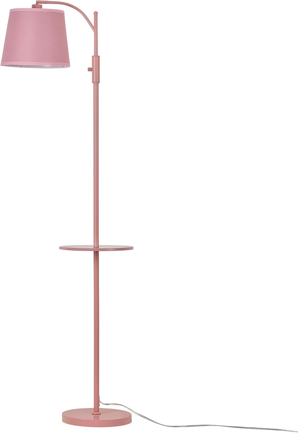 AIDENOEY Pink Floor Lamp with Table, Dimmable Standing Lamp, Living Room