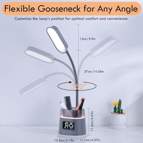 WILIT LED Desk Lamp for College Dorm Room Essentials, 3 Modes,Touch, Gray