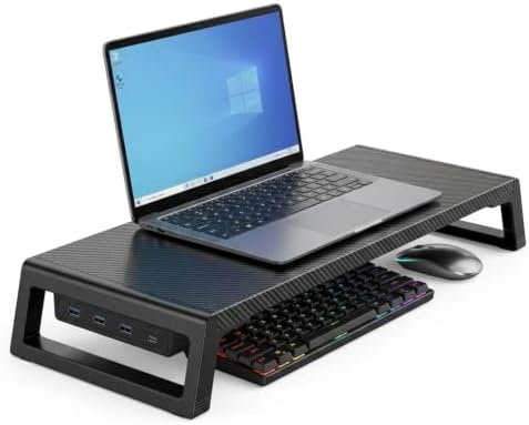 Zapuno Desk Organizer and Accessories, Computer Monitor Stand Riser with USB ...