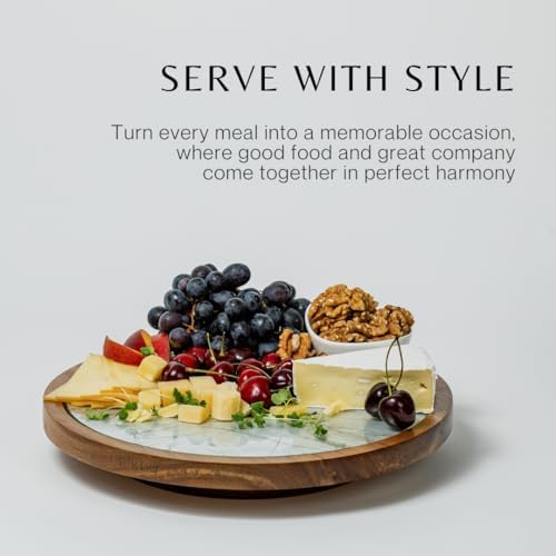 Rickby, 12" Premium Acacia Wood Lazy Susan Turntable for Table Top with ...