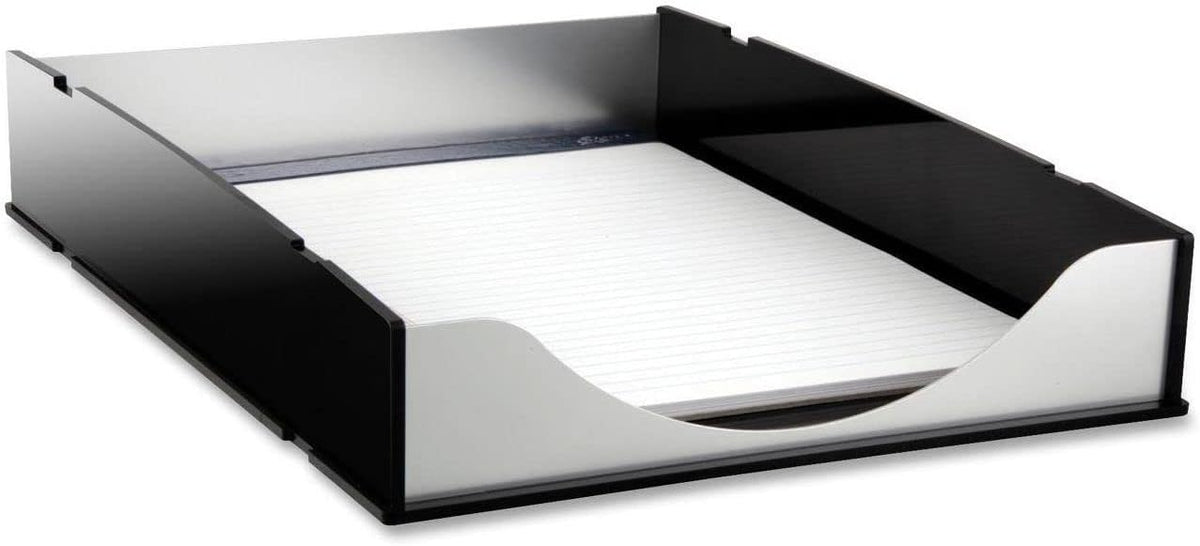 Kantek Black Acrylic and Silver Aluminum Letter Tray, Stackable Desk Organize...