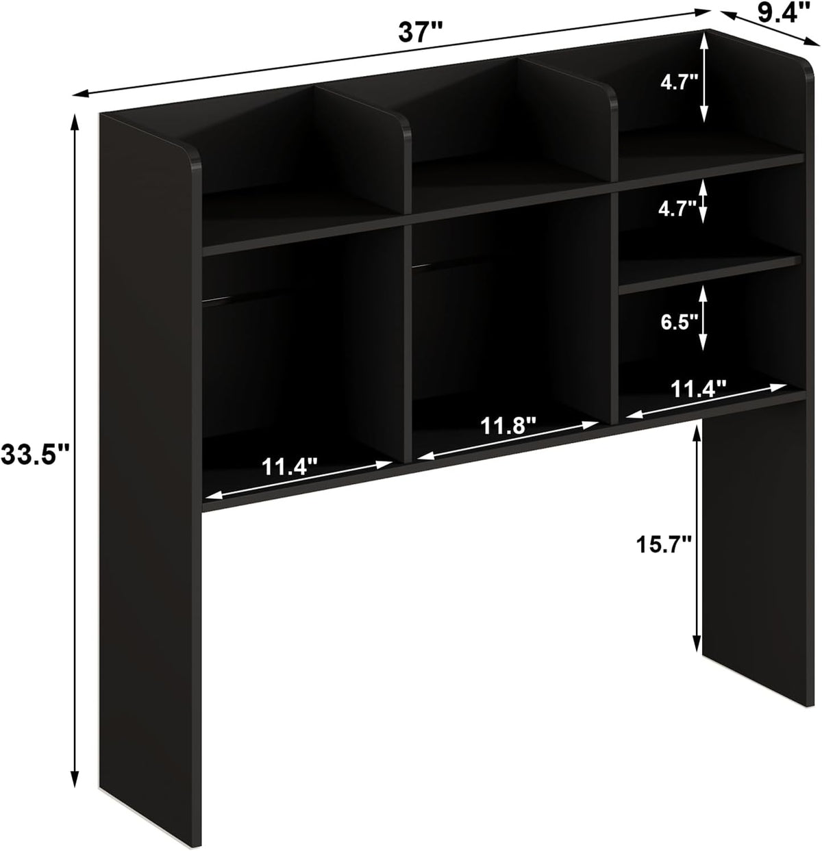 ChooChoo Desk Hutch Dorm, Desktop Bookshelf with 7 Shelves