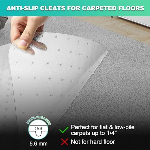 Thickened Chair Mat for Carpet- Low Pile Carpet Protector for Office Computer...