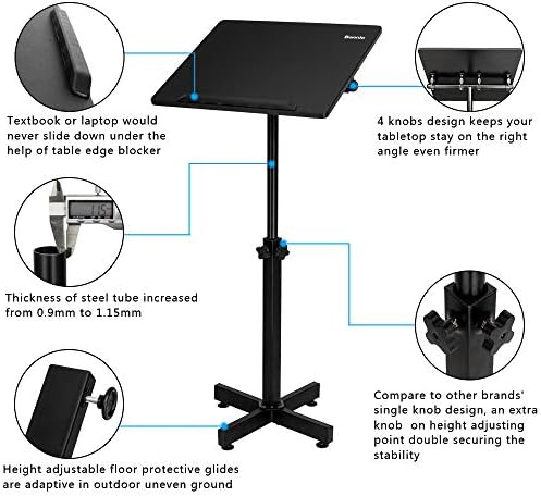 Bonnlo Classic Lectern Podium Stand, Height Adjustable Mobile Podium, Multi-P...