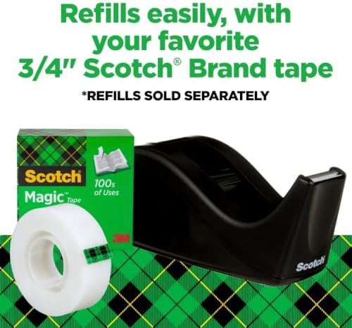 Scotch Desktop Tape Dispenser, Black, 12 Pack, Weighted Non-Skid Base