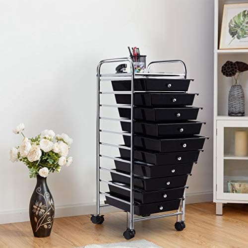 Giantex 10 Drawer Rolling Storage Cart Scrapbook Paper Office School Organize...