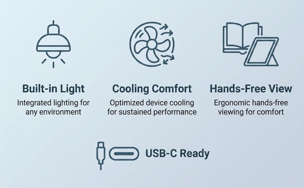 USB-C LED Light Foldable Lap Desk with LED Lamp, Cooling Fan & Book Stand...