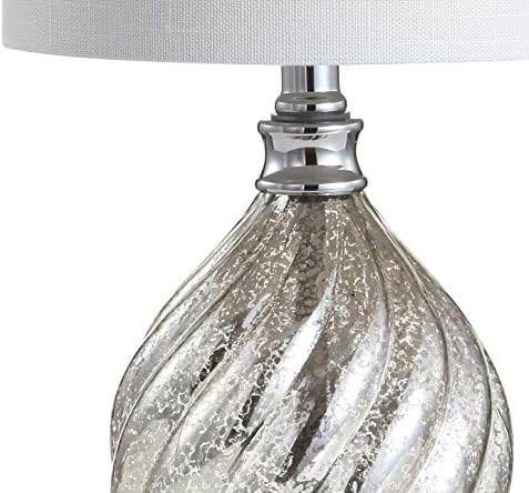 JONATHAN Y Lawrence Textured Table Lamp 20.5" Glass Metal, Mercury Silver