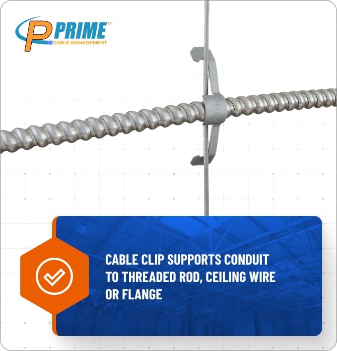 Conduit Cable Support Clip to Ceiling Wire, Threaded Rod & Flanges. Heavy...