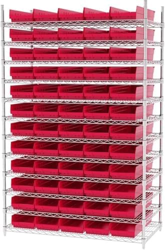 Akro-Mils 30184 Heavy Duty Plastic Shelf Bins, 24"x 8"x 4", Re...