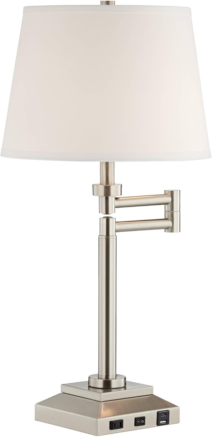 Camber 28" Tall Desk Lamp Workstation Swing Arm USB and Outlet Hotel
