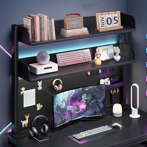 Clamp on Desk Shelf with Pegboard, Desktop Organization Bookshelf