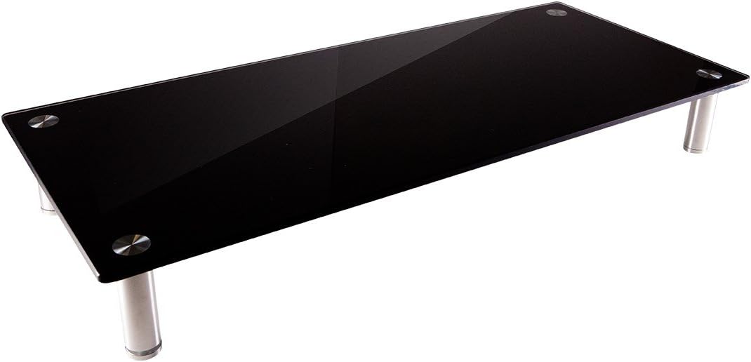 Monoprice Medium Multimedia Desktop Stand, Black Glass (27.6" x 12.2&quo...