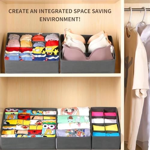 SUREMAX 10-Pack Underwear Organizer for Clothing Underwear, Sock, Bra, Grey
