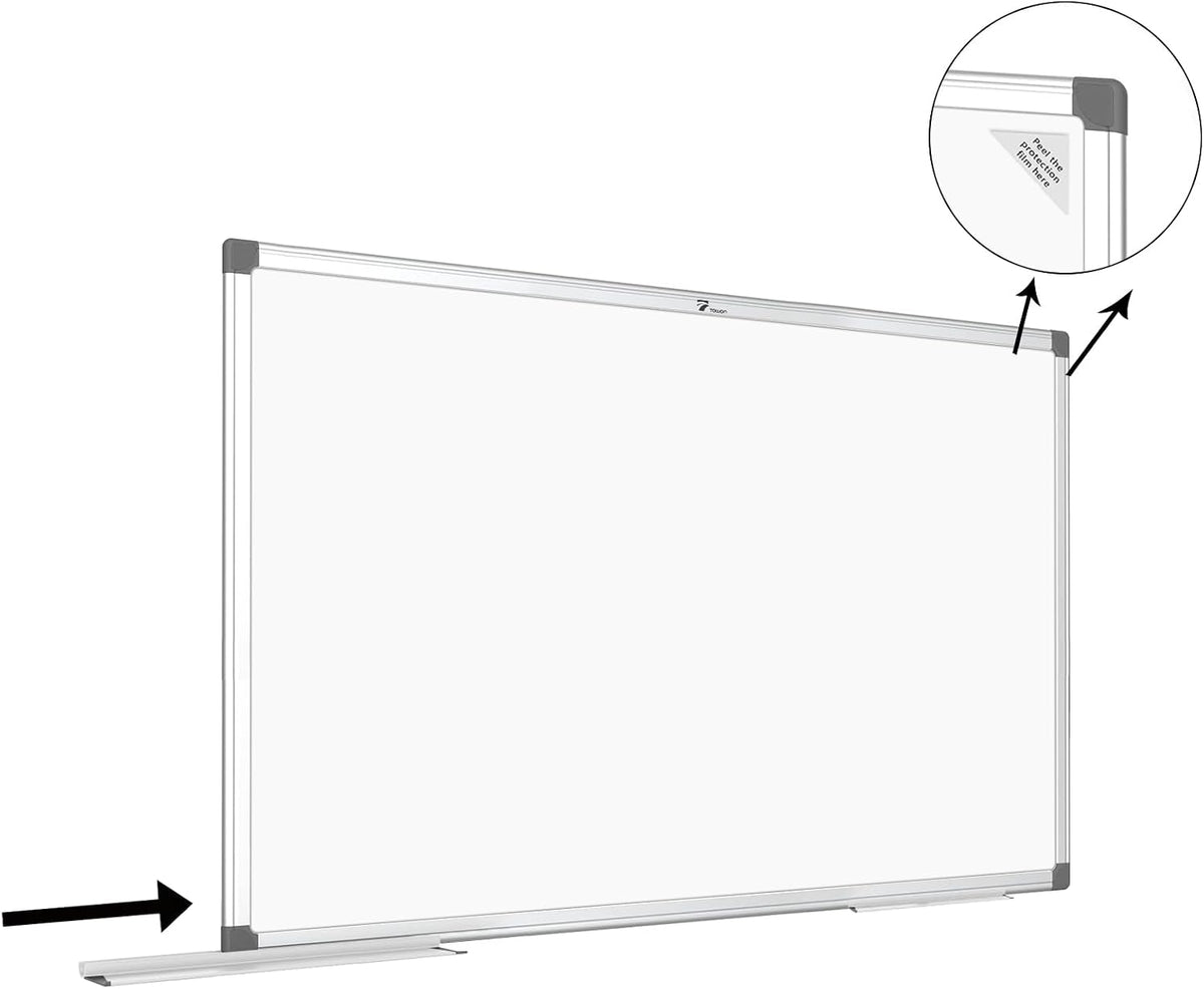 TOWON Magnetic Dry Erase Board 72x40 in, Aluminum Frame, Silver Border