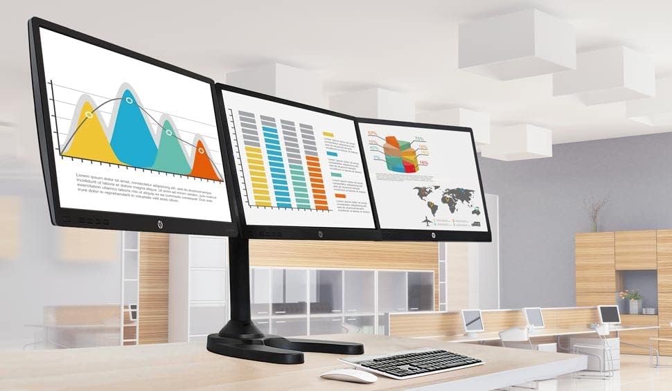 Mount-It! Triple Monitor Stand for 3 Screens up to 24", Height Adjustabl...