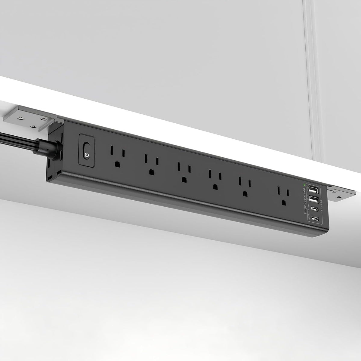 Mountable Power Strip, Wall Mount Surge Protector Power Strip with USB Ports,...