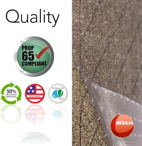RESILIA Low-Pile Carpet Runner - Non Slip Carpet & Rug Protection, Washab...
