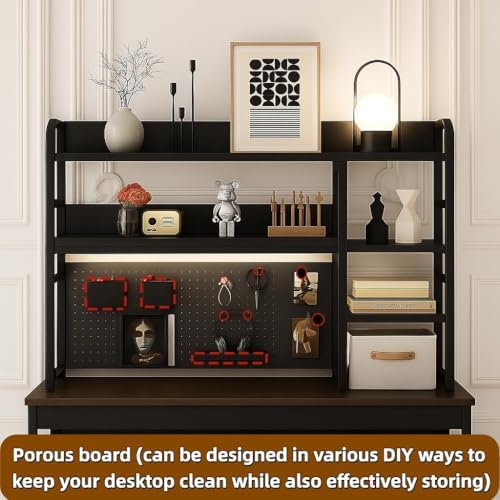 Desktop Bookshelf, pegboard Storage and Organization Rack, Dorm Desk Shelf, D...