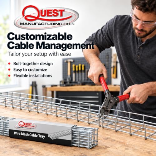 Quest Manufacturing Wire Mesh Cable Tray, 10ft x 12in W x 2in H, 30 Pack