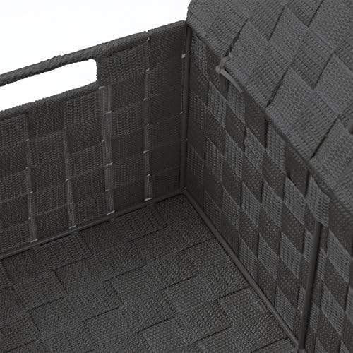 Sorbus Storage Basket with Lid, 3-Piece Woven Set for Shelves (Gray)