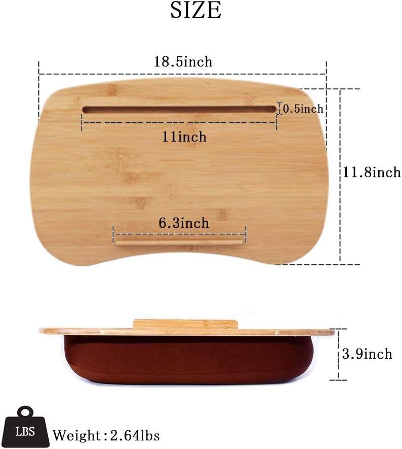 SUMISKY Lap Desk-Portable Laptop Table with Bamboo Platform Phone Holder (M(1...