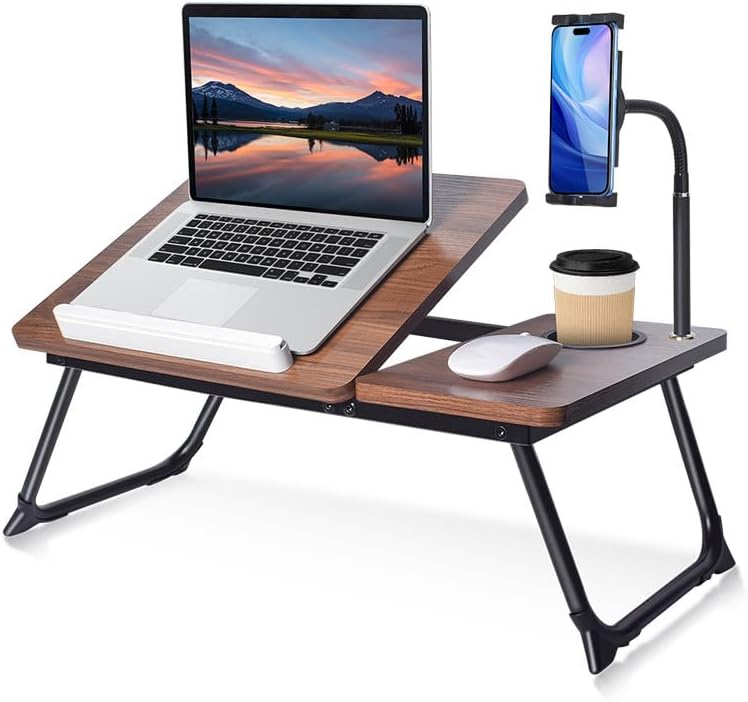 wishacc Lap Desk for Bed, Foldable Laptop Bed Tray Table with Independent Adj...