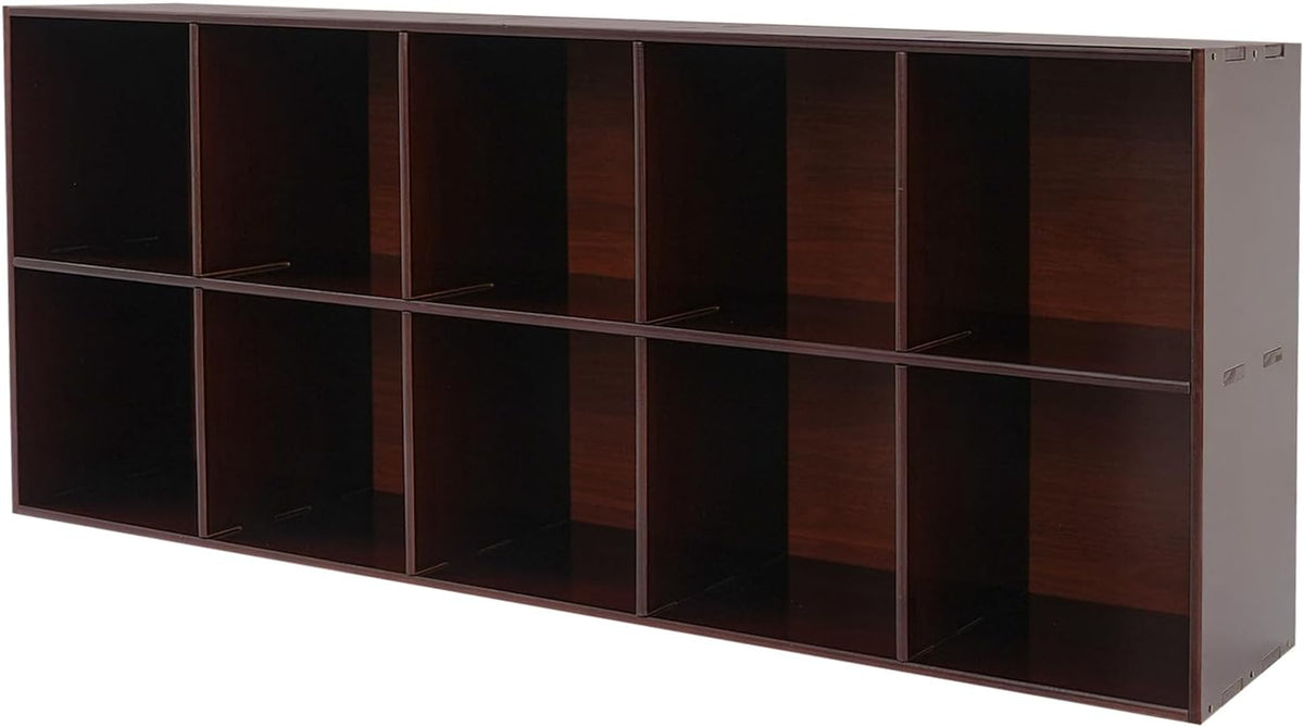 10 Cube Storage Organizer - Pine Wood Bookshelf - Cube Shelf - Vertical or Ho...