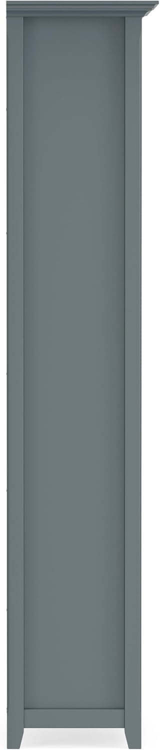 SIMPLIHOME Amherst 70" Tall Solid Wood 5-Shelf Bookcase in French Blue