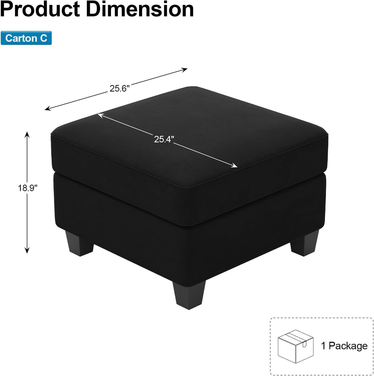 Belffin Modular Sofa Storage Ottoman Module for Velvet Piping Modular Sectoin...