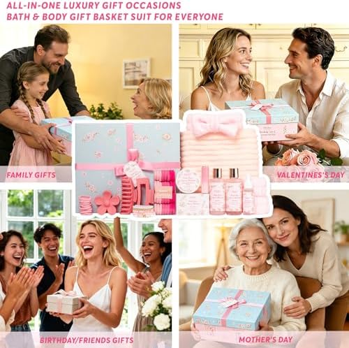 57 Pcs Bath Spa Kit for Women, Rose Bath and Body Gift, Facial Skin