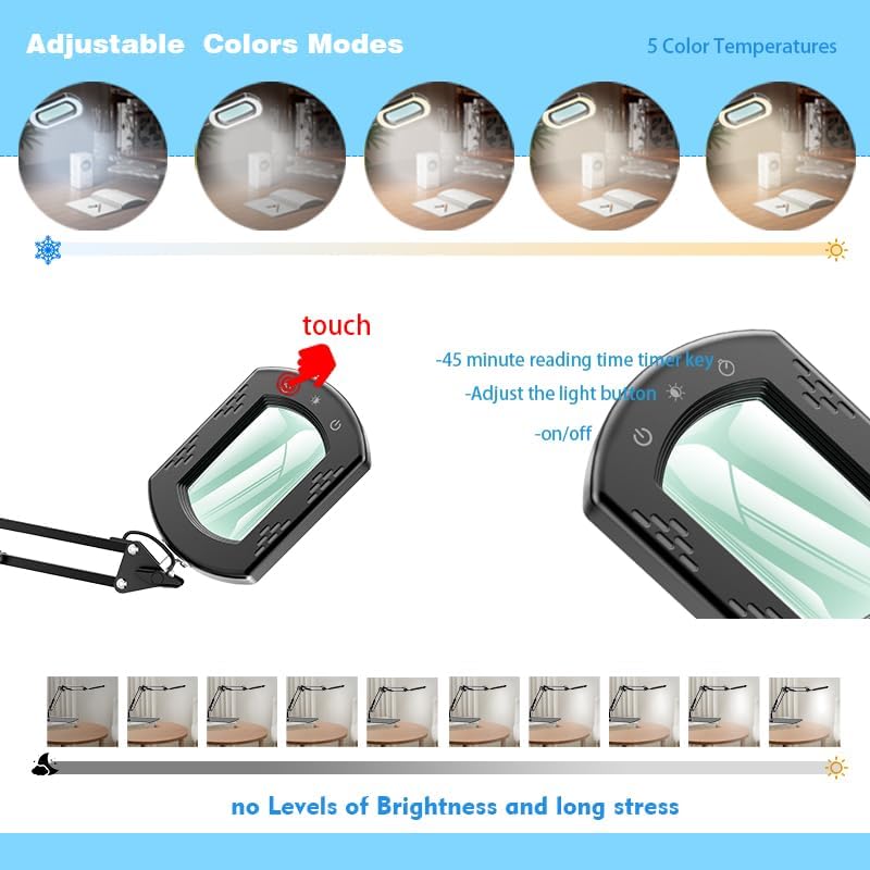 Magnifying Glass with Light and Stand, 15X Hands Free Lighted Magnifying Lamp...