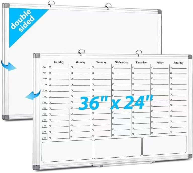 ONAVIA Weekly Calendar Whiteboard, Dry Erase Board for Wall 36 x 24