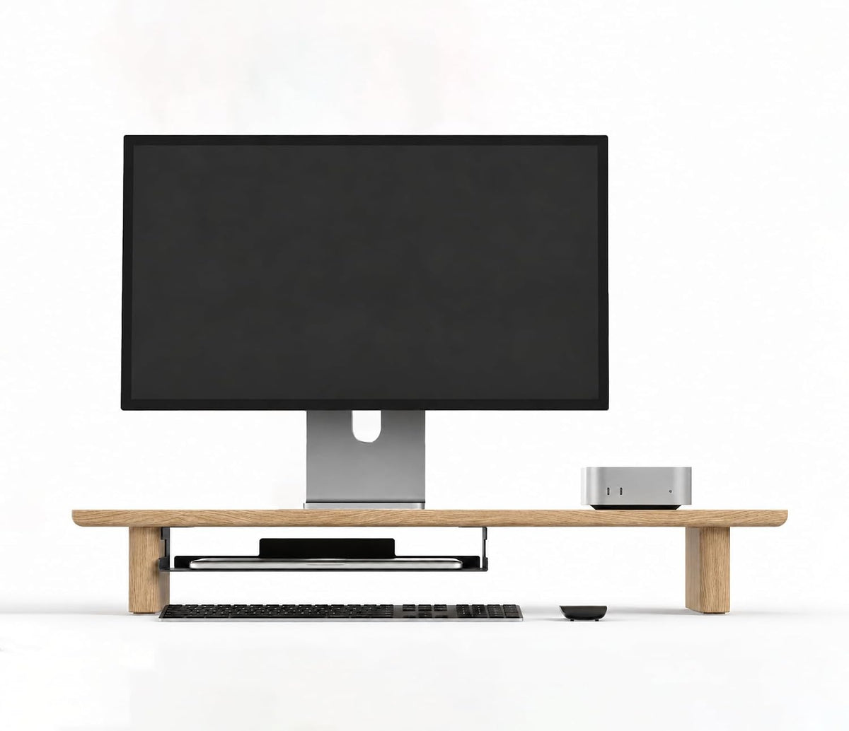 White Oak Single Monitor Stand Riser - 31.5" Wooden Monitor Stand for iM...