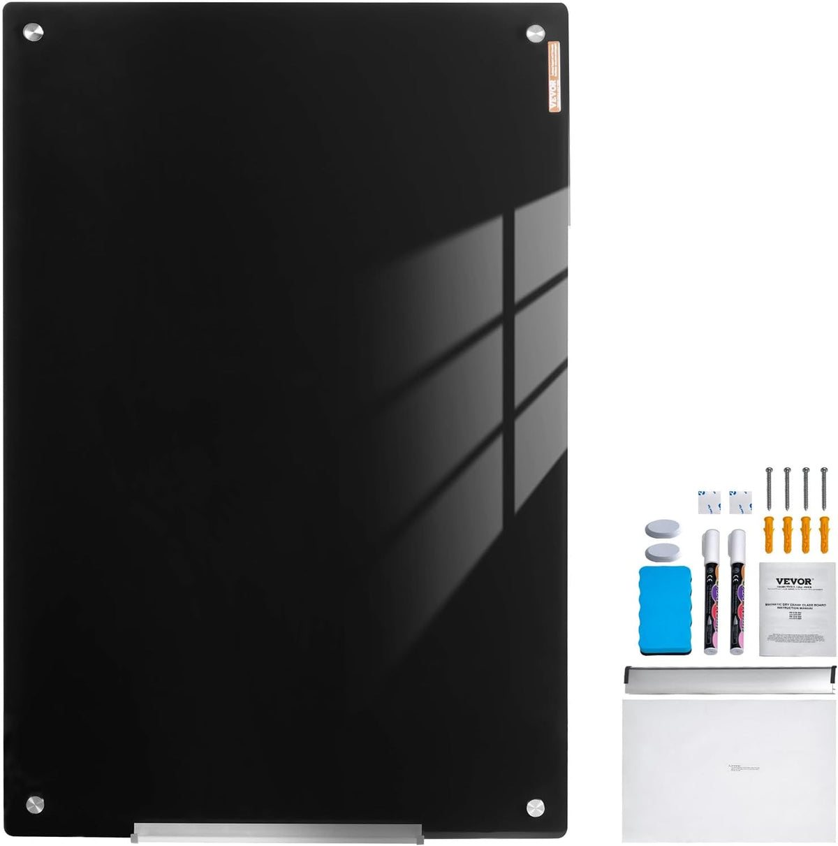 VEVOR Magnetic Glass Whiteboard, Dry Erase Board 36"x24", Wall-Moun...