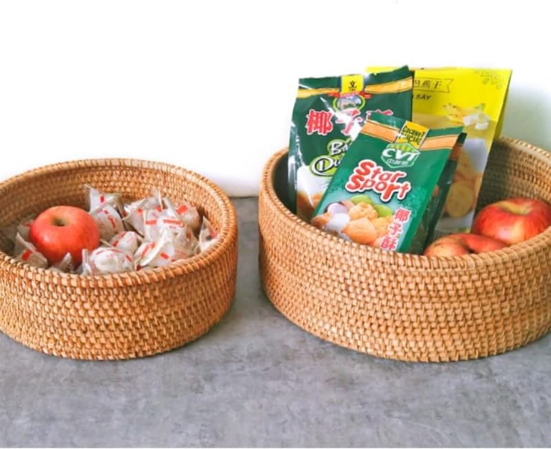 Rattan Basket With Lid, Lidded Wicker Storage Basket for Organizing, Woven Bo...