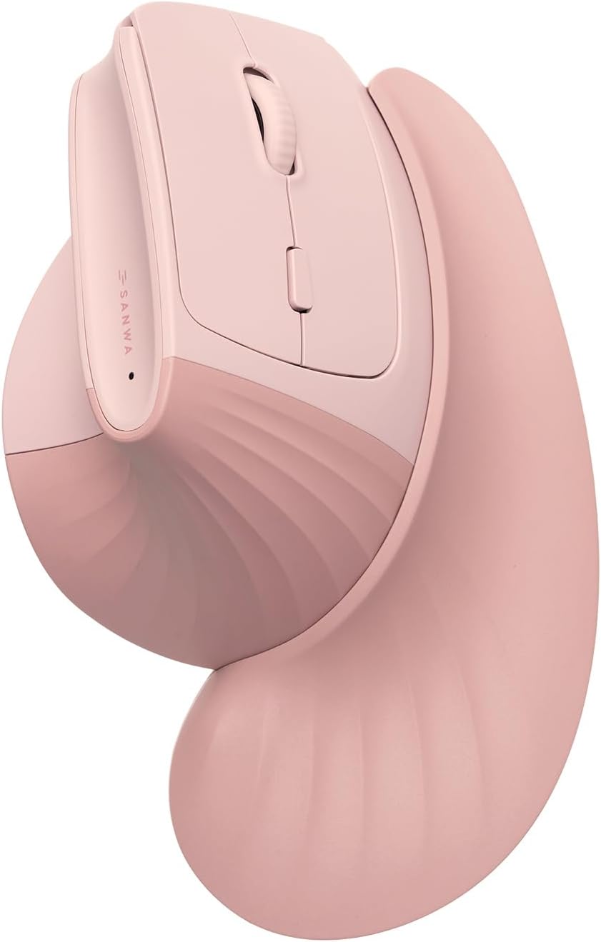 SANWA Wireless Ergonomic Mouse for Large Hands with Wrist Rest, Pink