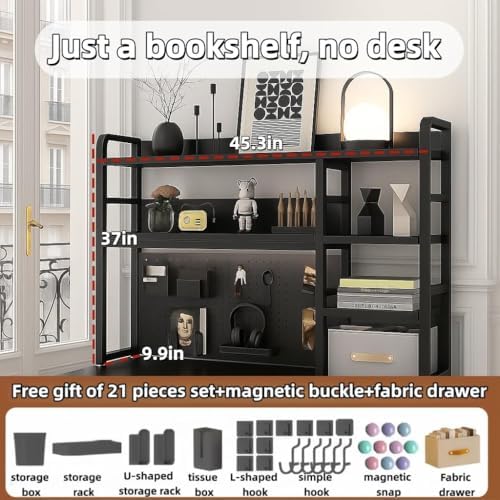 Desktop Bookshelf, pegboard Storage and Organization Rack, Dorm Desk Shelf, D...