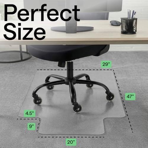 GORILLA GRIP Office Chair Mat for Carpet Floors, Heavy Duty 29x47 Clear Lip