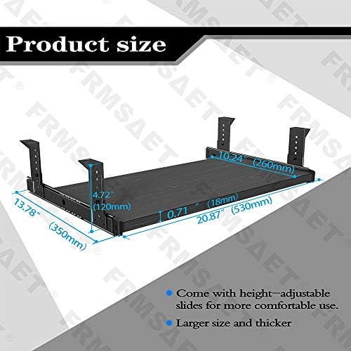 FRMSAET Office Product 20/24/30 inch Keyboard Drawer Tray(20 in, Black)
